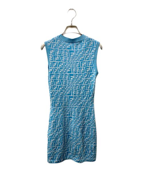 FENDI（フェンディ）FENDI (フェンディ) ズッカ柄ノースリーブニットワンピース ブルー サイズ:SIZE 36の古着・服飾アイテム