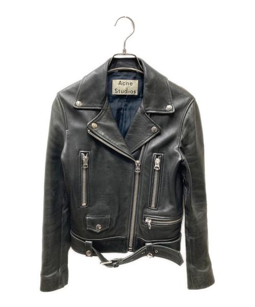 Acne studios（アクネ ストゥディオス）ACNE STUDIOS (アクネ ストゥディオス) MOCK PAW14 レザーライダースジャケット ブラック サイズ:34の古着・服飾アイテム