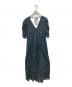 ne quittez pas（ヌキテパ）の古着「Cotton Dobby Stripe Flower Print Dress コットン ドビーストライプ フラワープリント ドレス ワンピース」｜ブラック×グリーン