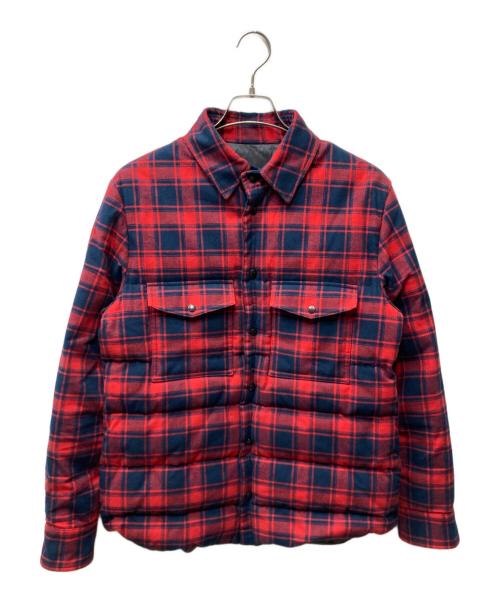 MONCLER（モンクレール）MONCLER (モンクレール) FRAGMENT DESIGN (フラグメントデザイン) チェックダウンシャツジャケット レッド サイズ:1の古着・服飾アイテム
