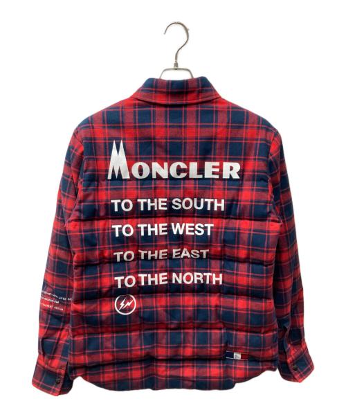 MONCLER（モンクレール）MONCLER (モンクレール) FRAGMENT DESIGN (フラグメントデザイン) チェックダウンシャツジャケット レッド サイズ:1の古着・服飾アイテム