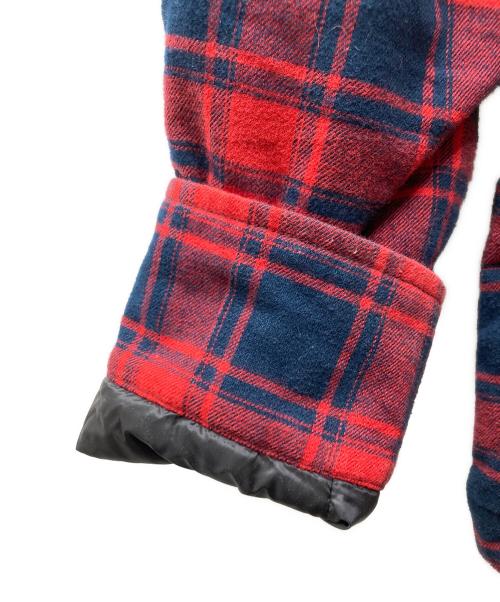 MONCLER（モンクレール）MONCLER (モンクレール) FRAGMENT DESIGN (フラグメントデザイン) チェックダウンシャツジャケット レッド サイズ:1の古着・服飾アイテム