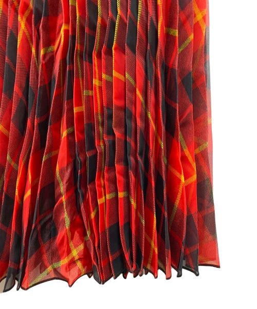 JUNYA WATANABE COMME des GARCONS（(ジュンヤワタナベ コムデギャルソン）JUNYA WATANABE COMME des GARCONS ((ジュンヤワタナベ コムデギャルソン) 19AW マキシ丈シースルーチェックプリーツスカート レッド サイズ:SIZE Sの古着・服飾アイテム