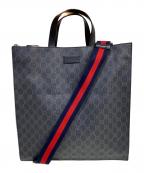 GUCCIグッチ）の古着「GGスプリーム シェリーライン 2WAYトートバッグ」｜ブラック×グレー