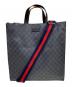 GUCCI（グッチ）の古着「GGスプリーム シェリーライン 2WAYトートバッグ」｜ブラック×グレー