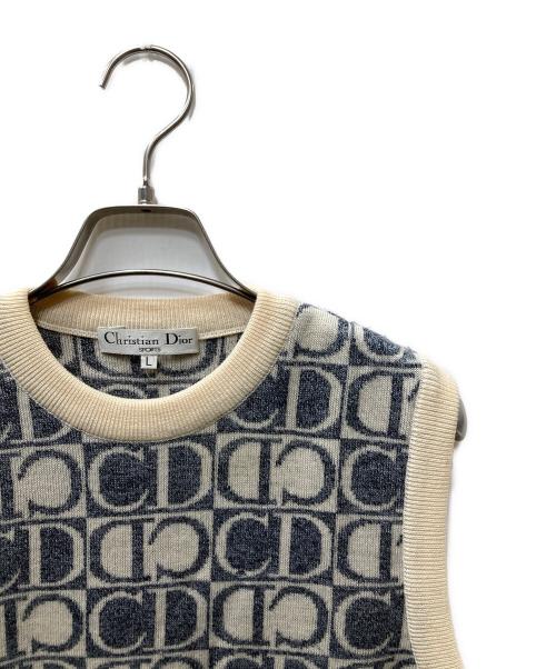 Christian Dior Sports（クリスチャン ディオールスポーツ）Christian Dior Sports (クリスチャン ディオールスポーツ) CDロゴ シルク混ニットベスト アイボリー サイズ:Lの古着・服飾アイテム