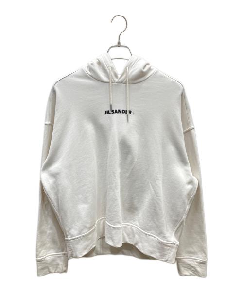JIL SANDER+（ジルサンダープラス）JIL SANDER+ (ジルサンダープラス) ロゴプリントパーカー ホワイト サイズ:SIZE Sの古着・服飾アイテム
