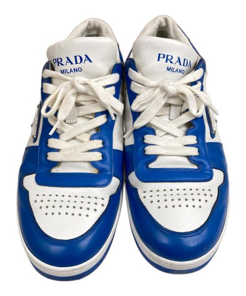 PRADA（プラダ）PRADA (プラダ) ダウンタウン ナッパレザー スニーカー ホワイト×ブルー サイズ:SIZE 7の古着・服飾アイテム