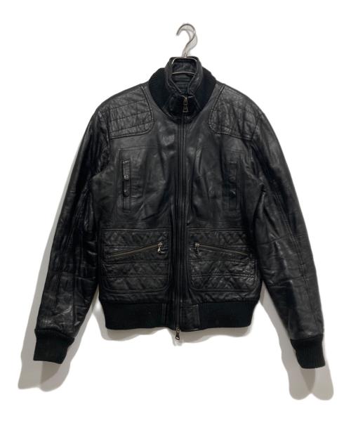 DANIELE ALESSANDRINI（ダニエレアレッサンドリーニ）DANIELE ALESSANDRINI (ダニエレアレッサンドリーニ) レザージャケット ブラック サイズ:54の古着・服飾アイテム