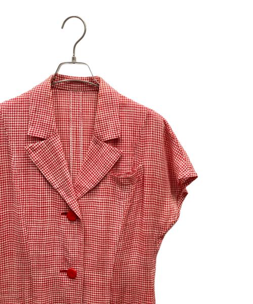 Christian Dior（クリスチャン ディオール）Christian Dior (クリスチャン ディオール) レーヨンリネン ギンガムチェックワンピース レッド サイズ:SIZE 9の古着・服飾アイテム