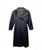 DOLCE & GABBANAドルチェ＆ガッバーナ）の古着「カシミヤ ウール 裏地レオパード ダブルロングコート」｜ブラック×ブラウン