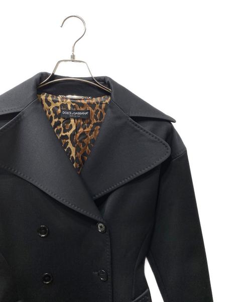 DOLCE & GABBANA（ドルチェ＆ガッバーナ）DOLCE & GABBANA (ドルチェ＆ガッバーナ) カシミヤ ウール 裏地レオパード ダブルロングコート ブラック×ブラウン サイズ:SIZE 40の古着・服飾アイテム