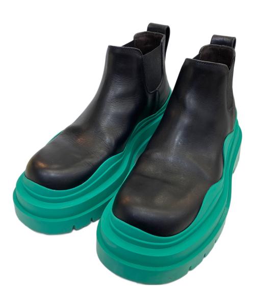 BOTTEGA VENETA（ボッテガベネタ）BOTTEGA VENETA (ボッテガベネタ) タイヤブーツ ブラック×グリーン サイズ:SIZE 37の古着・服飾アイテム