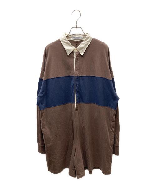 ETRE TOKYO（エトレトウキョウ）ETRE TOKYO (エトレトウキョウ) ラガーシャツショートオールインワン ブラウン サイズ:Mの古着・服飾アイテム