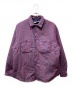 SUPREME×MM6 Maison Margielaシュプリーム×エムエムシックスメゾンマルジェラ）の古着「Padded Shirt 中綿ストライプシャツ」｜レッド×ネイビー