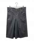 GANRYUガンリュウ）の古着「クロップドデニムプリーツパンツ」｜ブラック