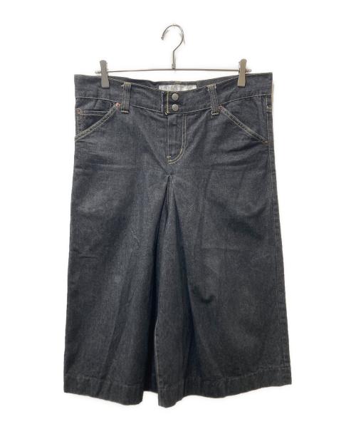 GANRYU（ガンリュウ）GANRYU (ガンリュウ) クロップドデニムプリーツパンツ ブラック サイズ:Sの古着・服飾アイテム