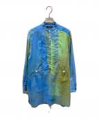 UNDERCOVERアンダーカバー）の古着「スカラッププルオーバーシャツ」｜ブルー×グリーン