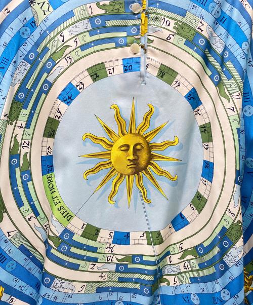 HERMES（エルメス）HERMES (エルメス) フロントスカーフ カシミヤブレンド ニット グリーン×ブルー サイズ:SIZE Freeの古着・服飾アイテム