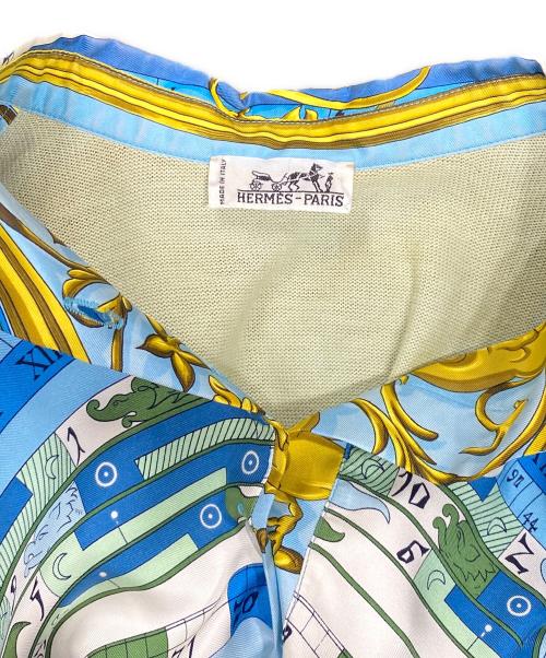 HERMES（エルメス）HERMES (エルメス) フロントスカーフ カシミヤブレンド ニット グリーン×ブルー サイズ:SIZE Freeの古着・服飾アイテム