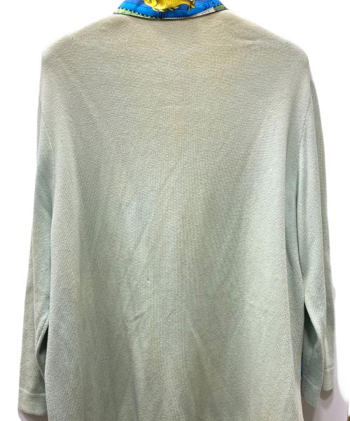 HERMES（エルメス）HERMES (エルメス) フロントスカーフ カシミヤブレンド ニット グリーン×ブルー サイズ:SIZE Freeの古着・服飾アイテム