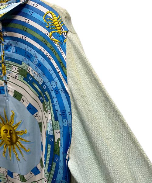 HERMES（エルメス）HERMES (エルメス) フロントスカーフ カシミヤブレンド ニット グリーン×ブルー サイズ:SIZE Freeの古着・服飾アイテム