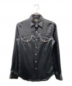 RRLダブルアールエル）の古着「刺繍 サテンウエスタンシャツ」｜ブラック