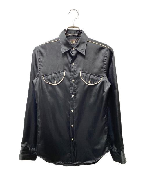 RRL（ダブルアールエル）RRL (ダブルアールエル) 刺繍 サテンウエスタンシャツ ブラック サイズ:SIZE XSの古着・服飾アイテム