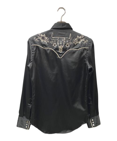 RRL（ダブルアールエル）RRL (ダブルアールエル) 刺繍 サテンウエスタンシャツ ブラック サイズ:SIZE XSの古着・服飾アイテム