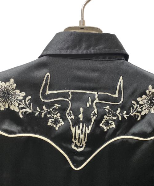 RRL（ダブルアールエル）RRL (ダブルアールエル) 刺繍 サテンウエスタンシャツ ブラック サイズ:SIZE XSの古着・服飾アイテム