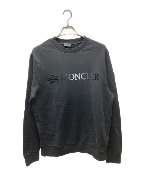 MONCLER（モンクレール）MONCLER (モンクレール) 23AW FELPA GIROCOLLO フロッキーロゴ スウェット ブラック サイズ:Lの古着・服飾アイテム