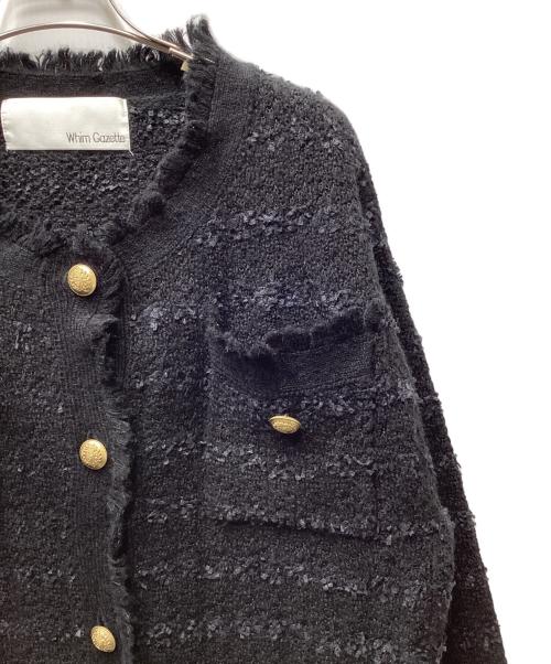Whim Gazette（ウィムガゼット）Whim Gazette (ウィムガゼット) ツイードニットジャケット ブラック サイズ:FREEの古着・服飾アイテム