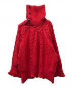 mister it.ミスターイット）の古着「ケーブル編みハイネックニット」｜レッド