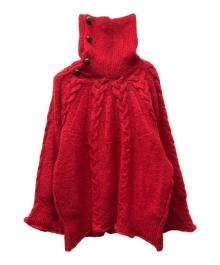 mister it.（ミスターイット）の古着「ケーブル編みハイネックニット」｜レッド