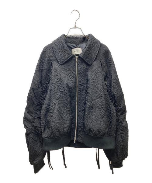 seyto（セイト）seyto (セイト) JACQUARD CUT OUT GATHER BLOUSON ギャザーブルゾン ブラック サイズ:2の古着・服飾アイテム