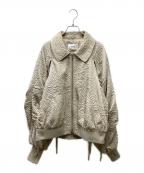 seytoセイト）の古着「JACQUARD CUT OUT GATHER BLOUSON ギャザーブルゾン」｜ベージュ