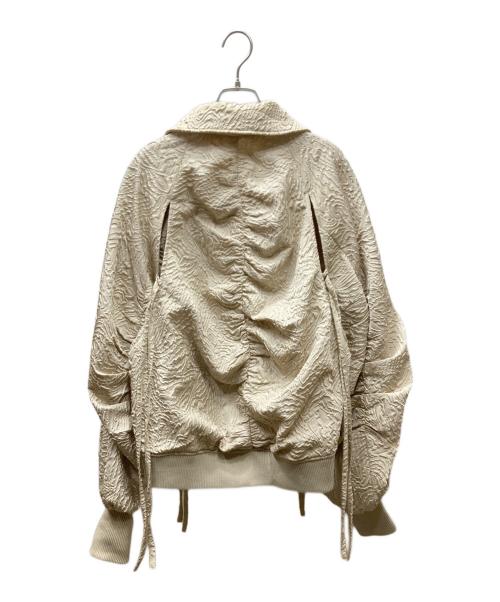 seyto（セイト）seyto (セイト) JACQUARD CUT OUT GATHER BLOUSON ギャザーブルゾン ベージュ サイズ:2の古着・服飾アイテム