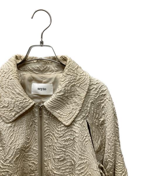 seyto（セイト）seyto (セイト) JACQUARD CUT OUT GATHER BLOUSON ギャザーブルゾン ベージュ サイズ:2の古着・服飾アイテム