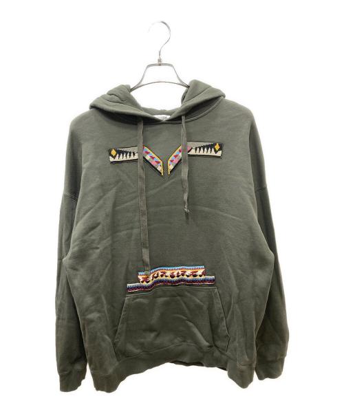 VALENTINO（ヴァレンティノ）VALENTINO (ヴァレンティノ) ビーズデザインパーカー オリーブ サイズ:Mの古着・服飾アイテム