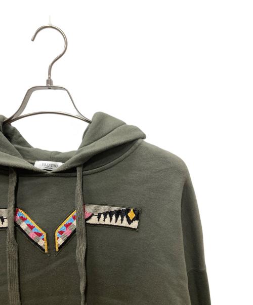 VALENTINO（ヴァレンティノ）VALENTINO (ヴァレンティノ) ビーズデザインパーカー オリーブ サイズ:Mの古着・服飾アイテム