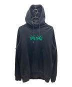 sacai×KAWSサカイ×カウズ）の古着「Flock Print Hoodie プルオーバーパーカー」｜ブラック