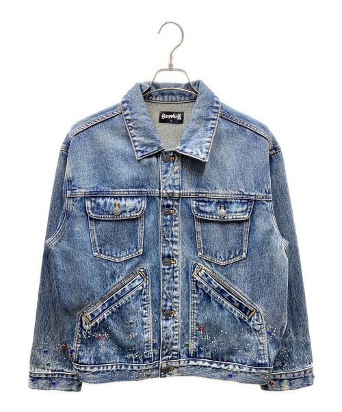 SUPPLIER（サプライヤー）SUPPLIER (サプライヤー) Rhinestone Denim Jacket デニムジャケット ブルー サイズ:SIZE Sの古着・服飾アイテム