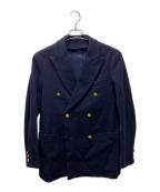 TOMORROW LANDトゥモローランド）の古着「ウールコットンダブルニット ダブルブレステッド6BブレザーDONDY」｜ネイビー