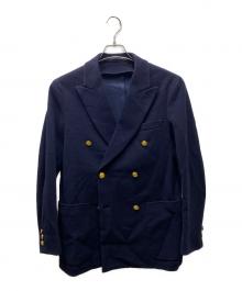 TOMORROW LAND（トゥモローランド）の古着「ウールコットンダブルニット ダブルブレステッド6BブレザーDONDY」｜ネイビー