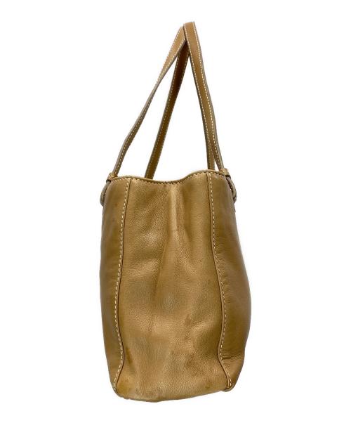 PRADA（プラダ）PRADA (プラダ) プレートデザイン レザーハンドバッグ ベージュの古着・服飾アイテム