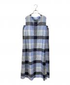 BLUE LABEL CRESTBRIDGEブルーレーベルクレストブリッジ）の古着「クレストブリッジチェックライトクロッシングツイルマキシドレス」｜ブルー