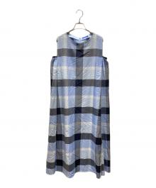 BLUE LABEL CRESTBRIDGE（ブルーレーベルクレストブリッジ）の古着「クレストブリッジチェックライトクロッシングツイルマキシドレス」｜ブルー