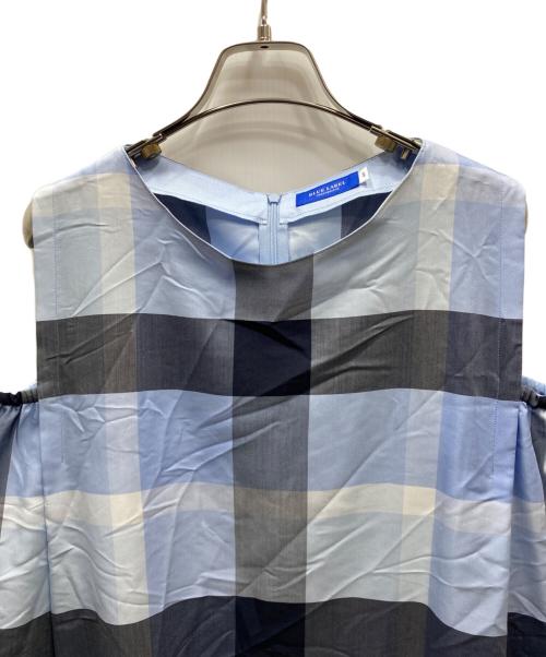 BLUE LABEL CRESTBRIDGE（ブルーレーベルクレストブリッジ）BLUE LABEL CRESTBRIDGE (ブルーレーベルクレストブリッジ) クレストブリッジチェックライトクロッシングツイルマキシドレス ブルー サイズ:40の古着・服飾アイテム