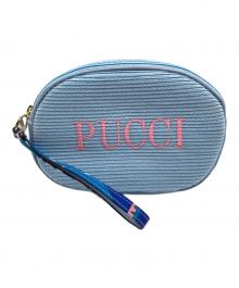 Emilio Pucci（エミリオ プッチ）の古着「ロゴ刺繍ポーチ」｜ブルー