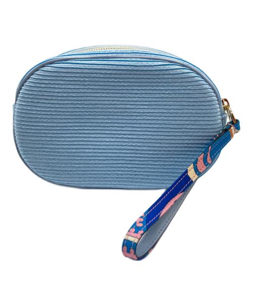 Emilio Pucci（エミリオ プッチ）Emilio Pucci (エミリオ プッチ) ロゴ刺繍ポーチ ブルーの古着・服飾アイテム